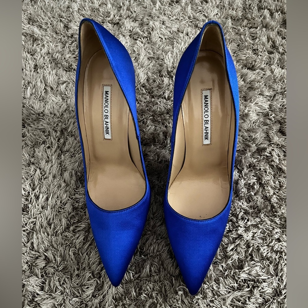 Manolo Blahnik Blue Satin